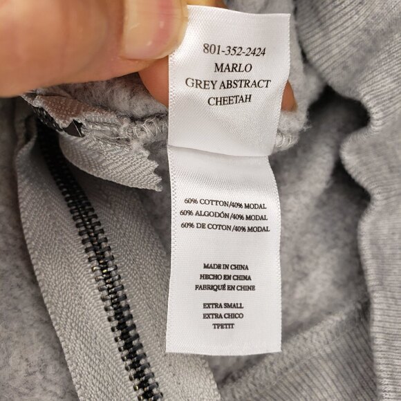 Rails Marlow Grey Abstract Cheetah Zip Pullover Sweatshirt XS - Picture 6 of 6